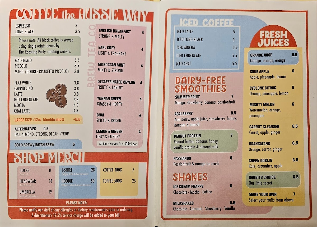 Menu The Rusty Rabbit - Australian Breakfast/brunch/lunch-3