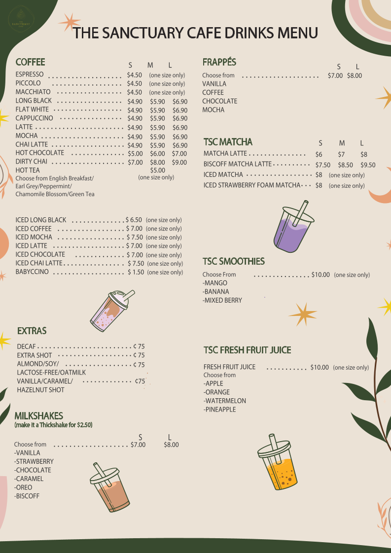Menu The Sanctuary Cafe Dicky Beach-3