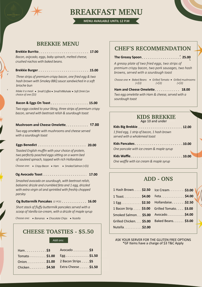 Menu The Sanctuary Cafe Dicky Beach-4