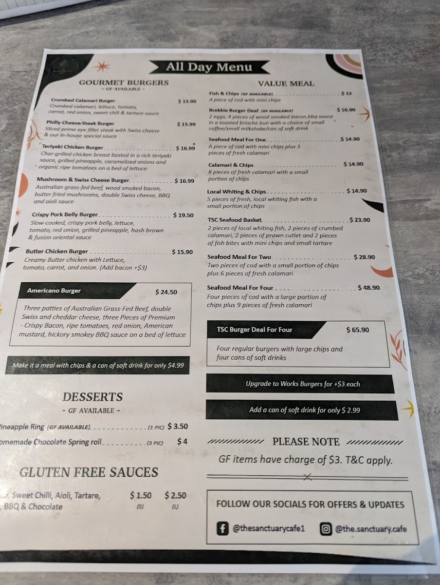 Menu The Sanctuary Cafe Dicky Beach-5