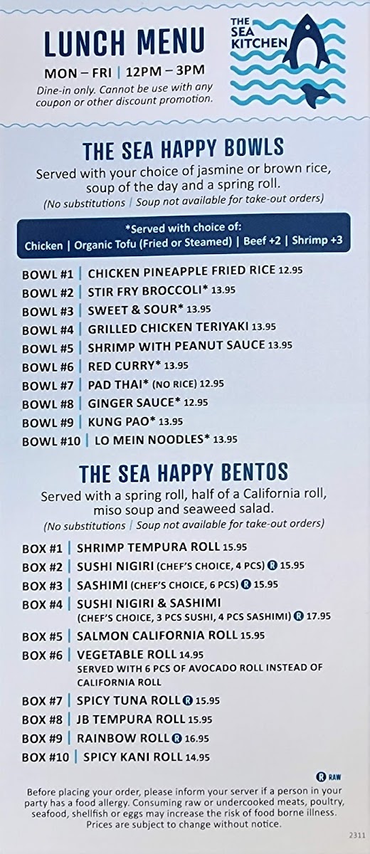 Menu The Sea South East Asian Kitchen And Sushi-10