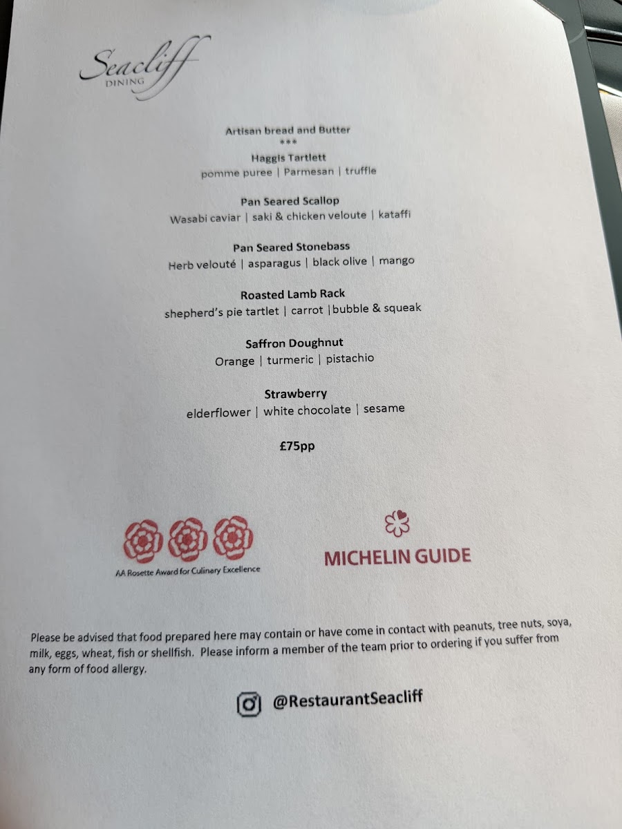 Menu The Seacliff Restaurant-1