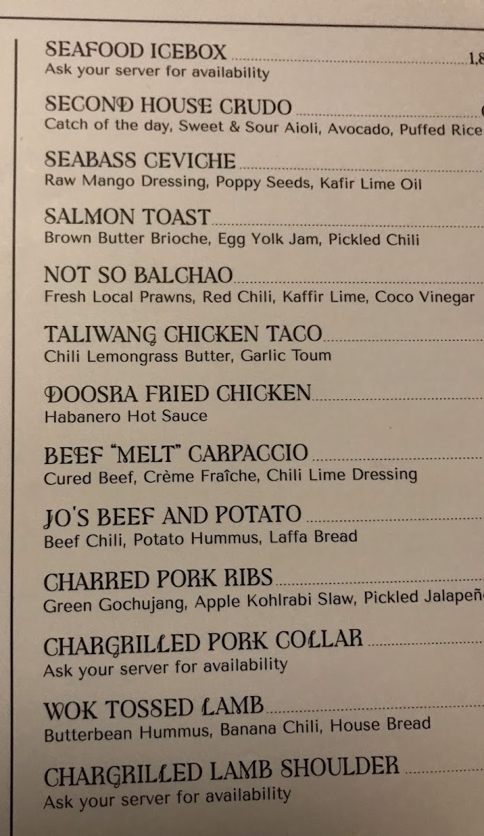 Menu The Second House-7