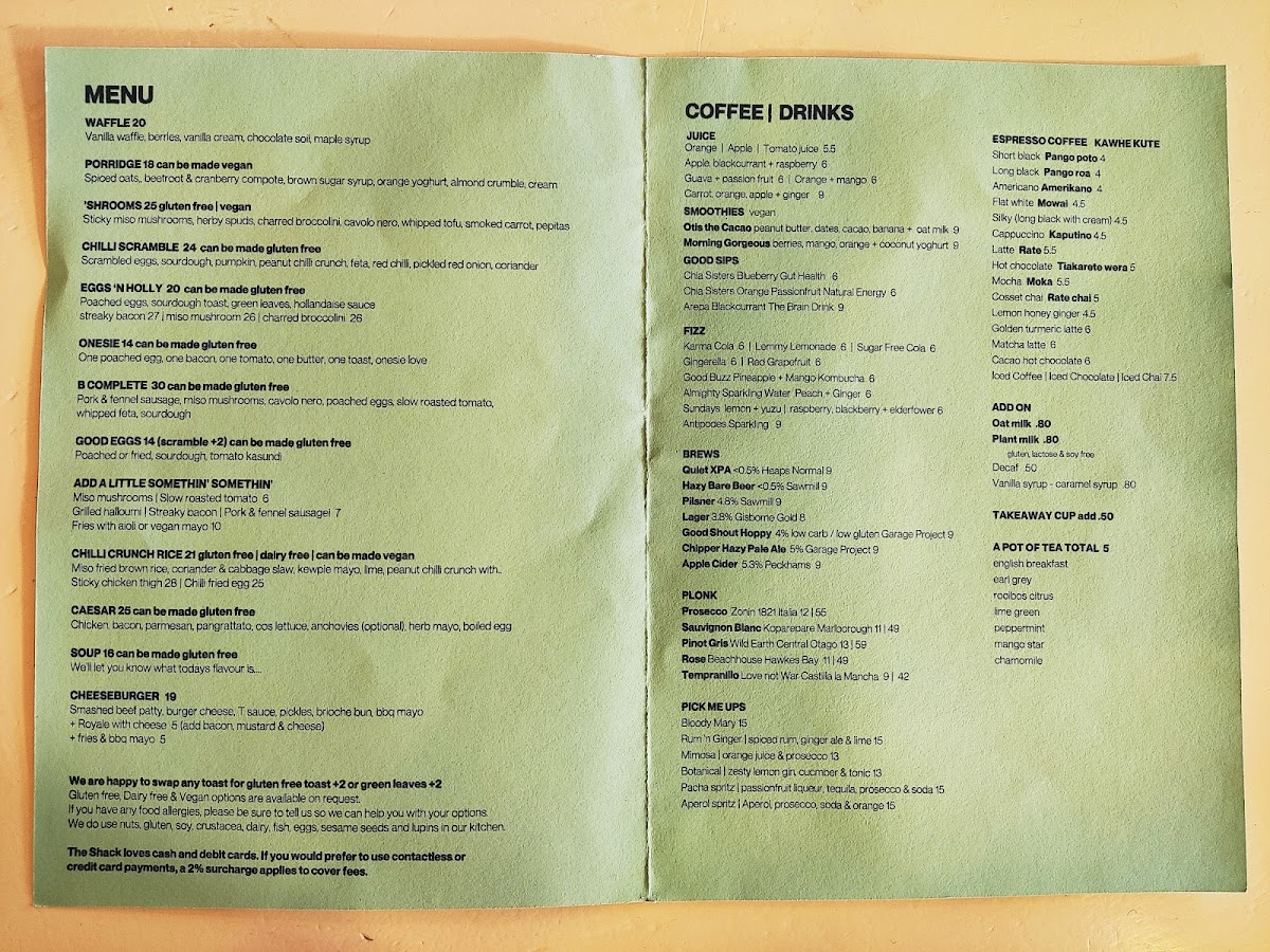 Menu The Shack-1