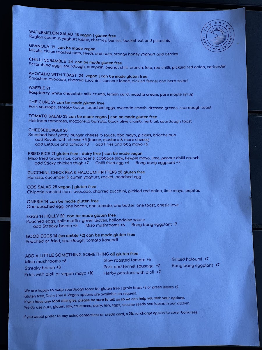 Menu The Shack-2