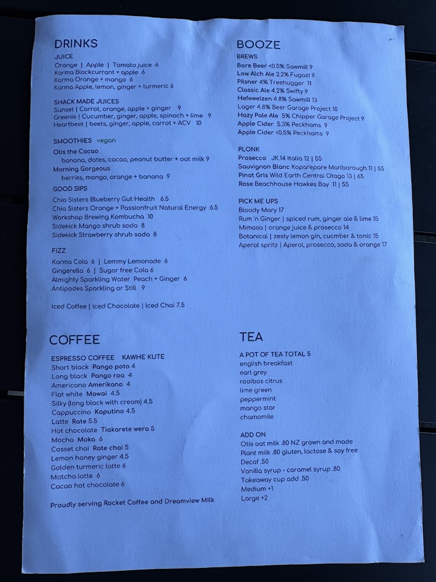 Menu The Shack-3