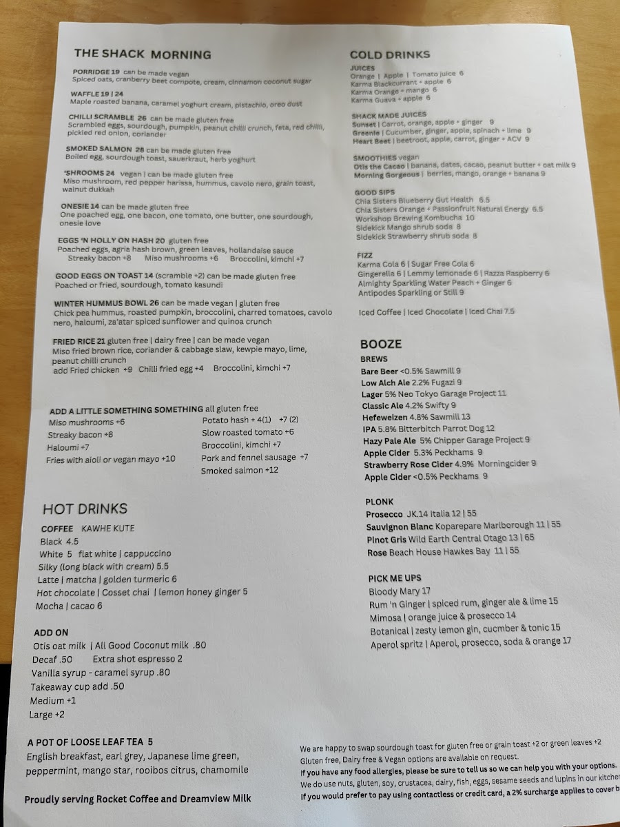 Menu The Shack-6