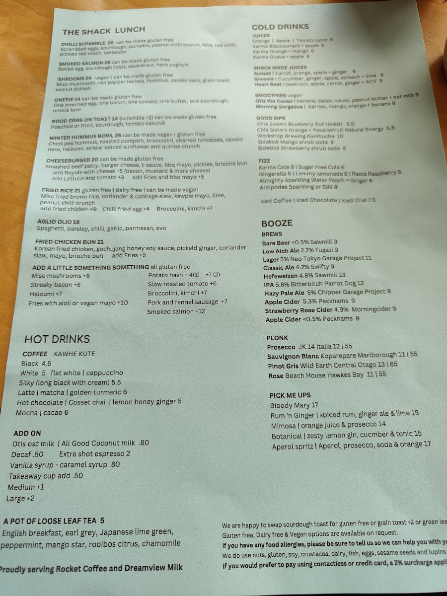 Menu The Shack-7