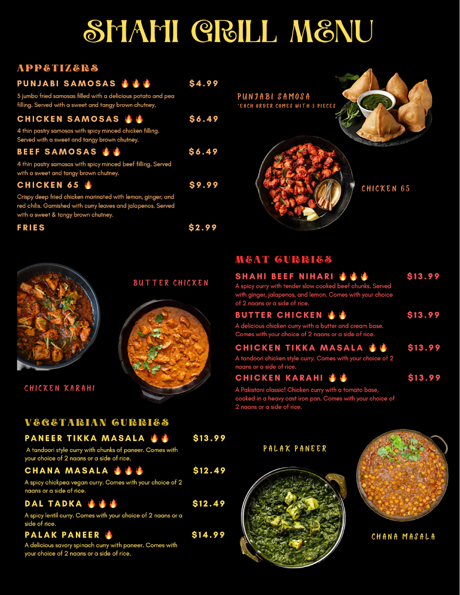 Menu The Shahi Grill - Indian Food Lawrenceville-1