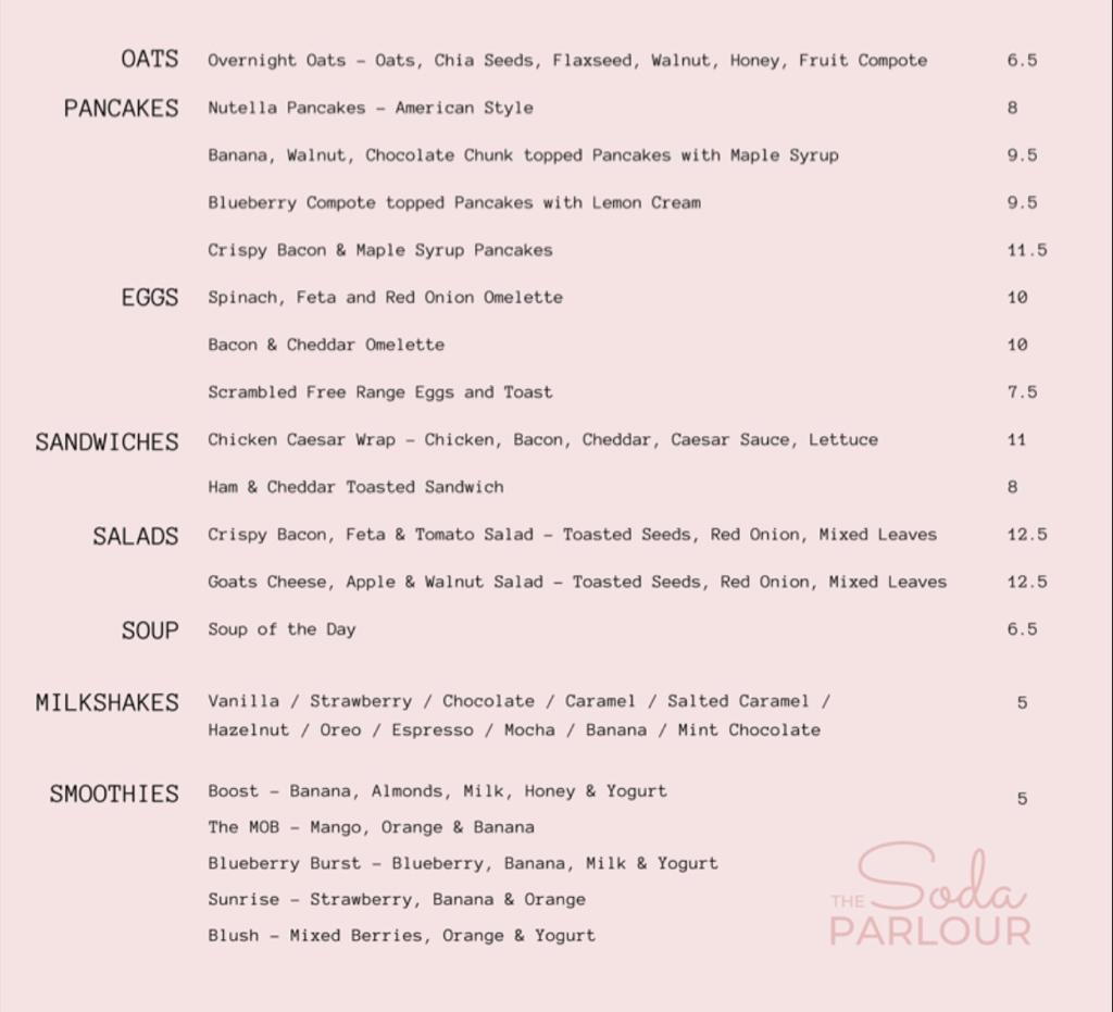 Menu The Soda Parlour-4