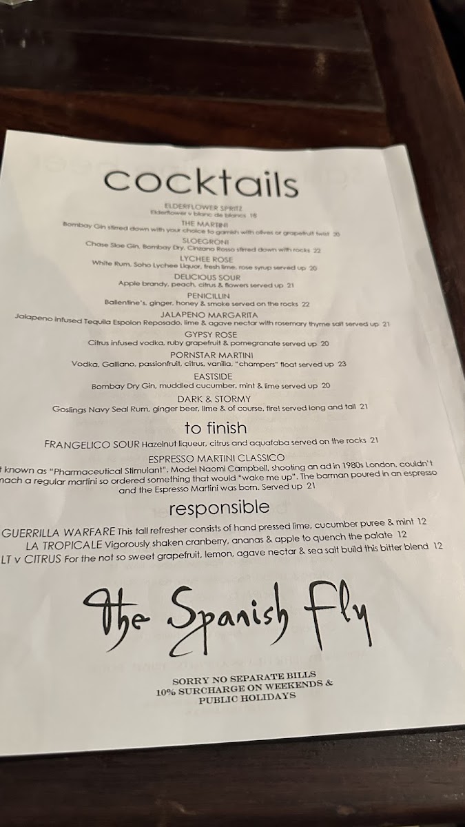 Menu The Spanish Fly-5