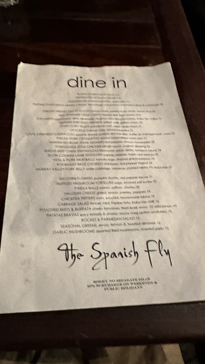 Menu The Spanish Fly-8