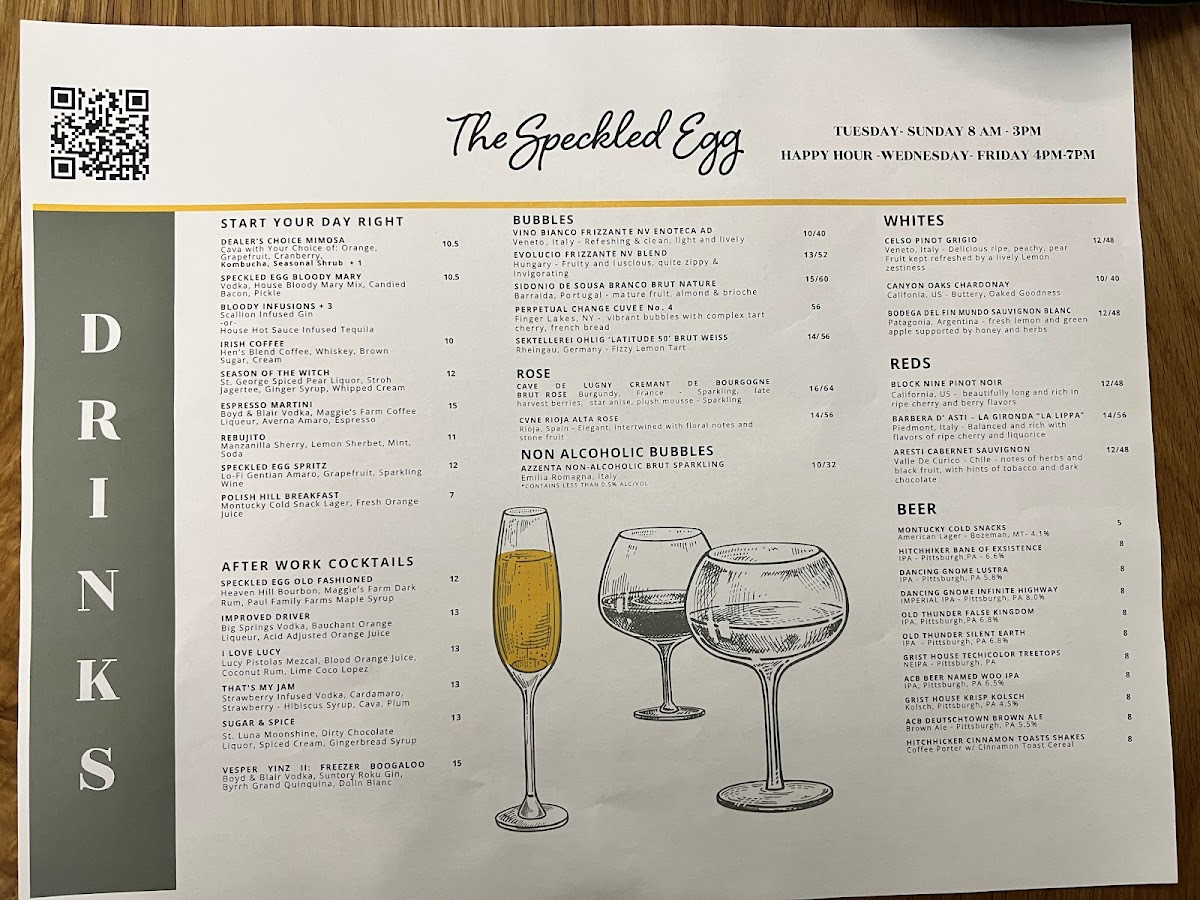 Menu The Speckled Egg Pgh-8
