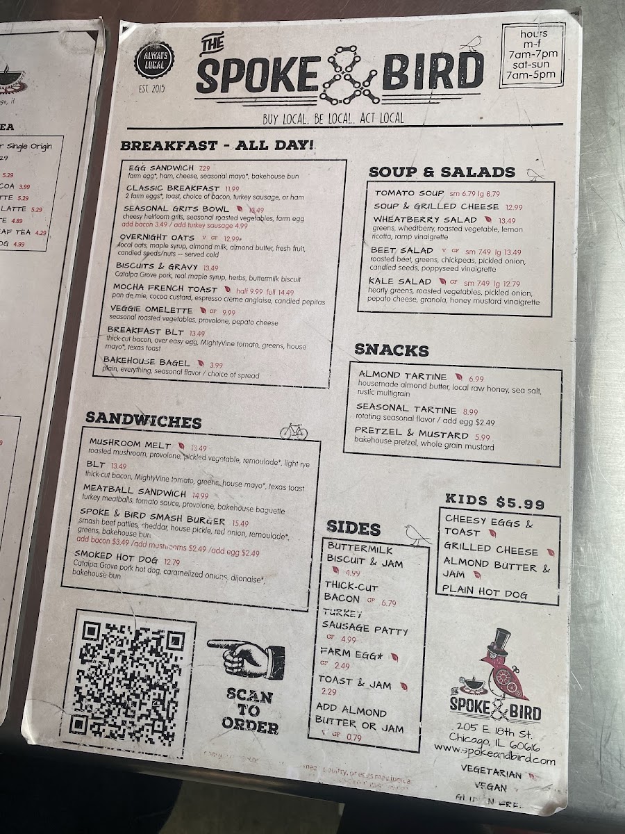 Menu The Spoke & Bird (South Loop)-10