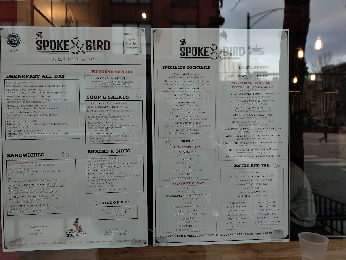 Menu The Spoke & Bird (South Loop)-2