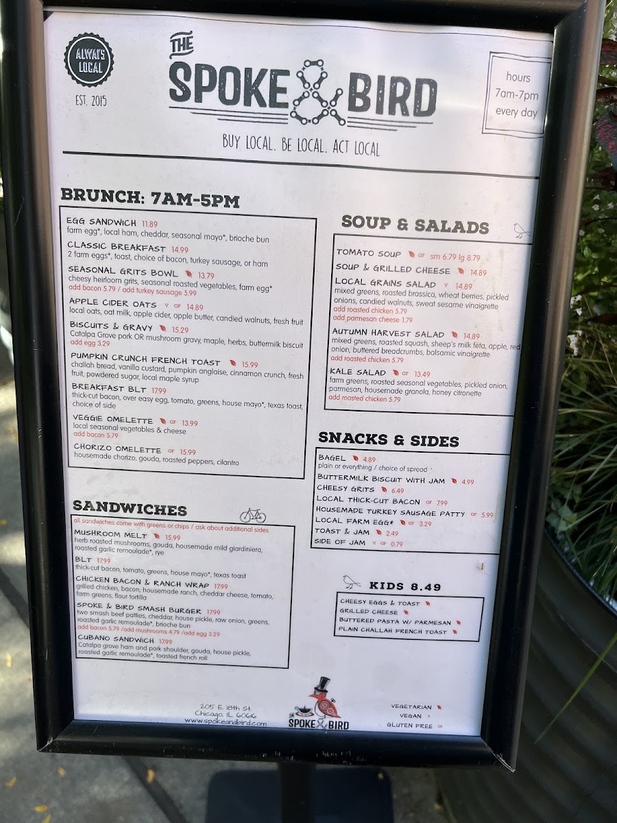 Menu The Spoke & Bird (South Loop)-3