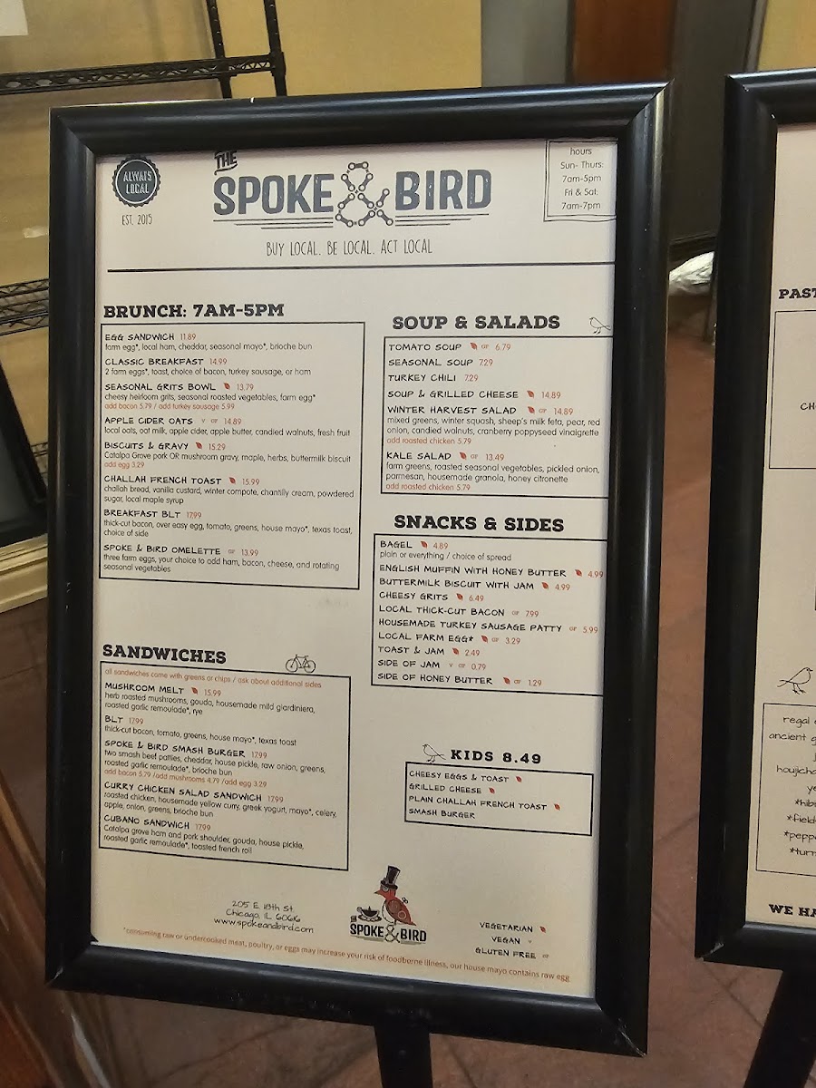 Menu The Spoke & Bird (South Loop)-7