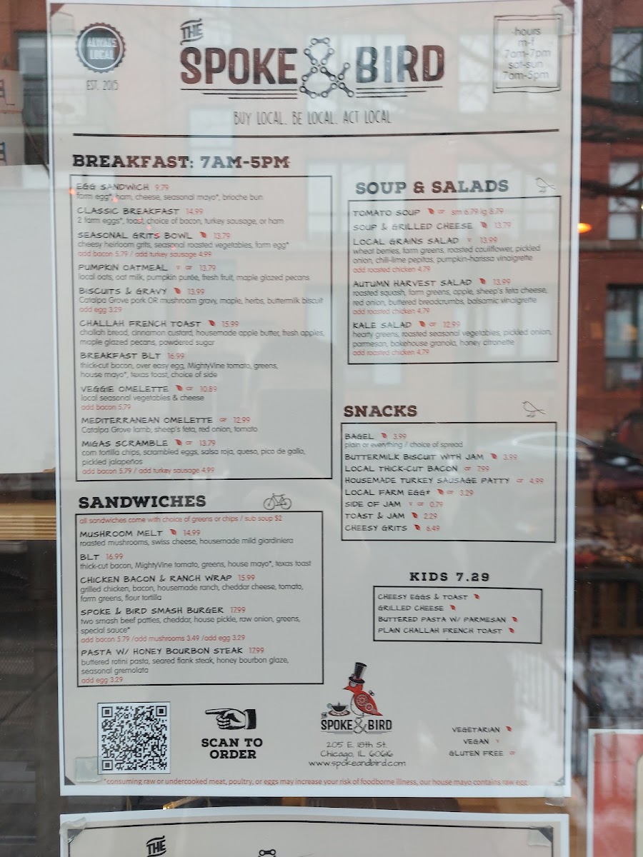 Menu The Spoke & Bird (South Loop)-9