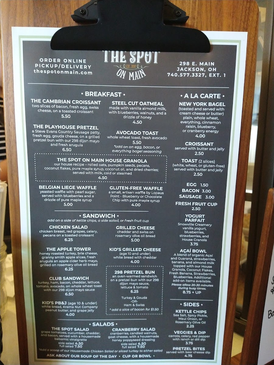 Menu The Spot On Main Café And Coffee Roasters-1