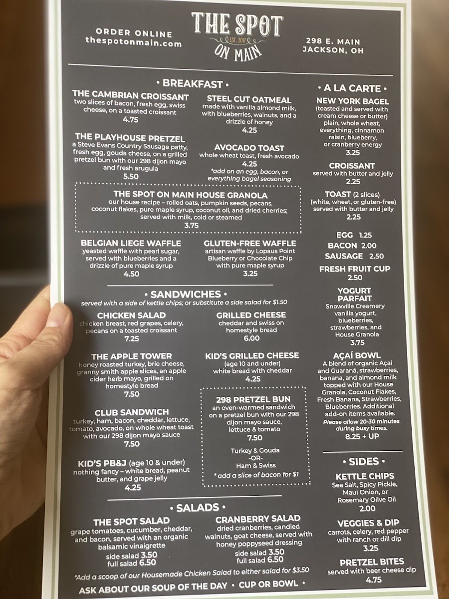 Menu The Spot On Main Café And Coffee Roasters-2