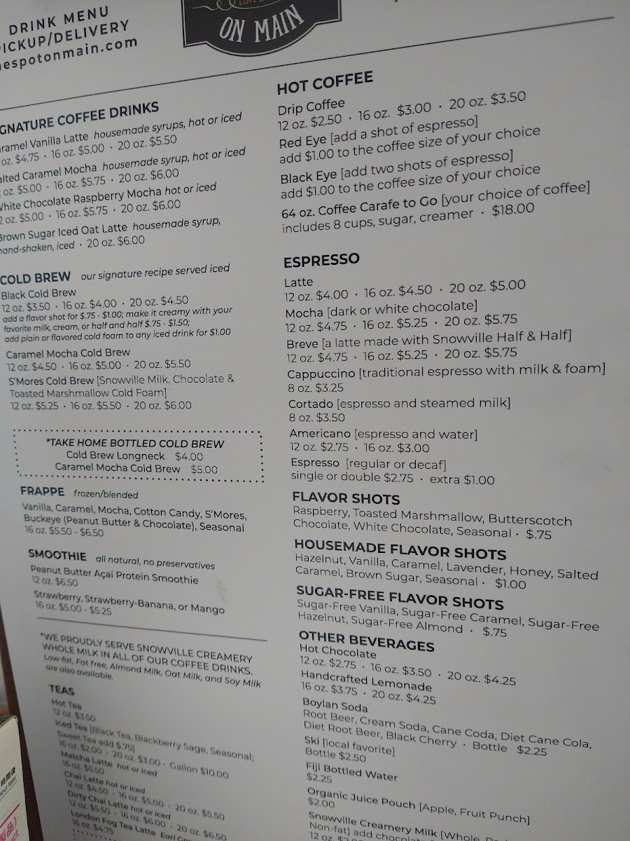 Menu The Spot On Main Café And Coffee Roasters-3
