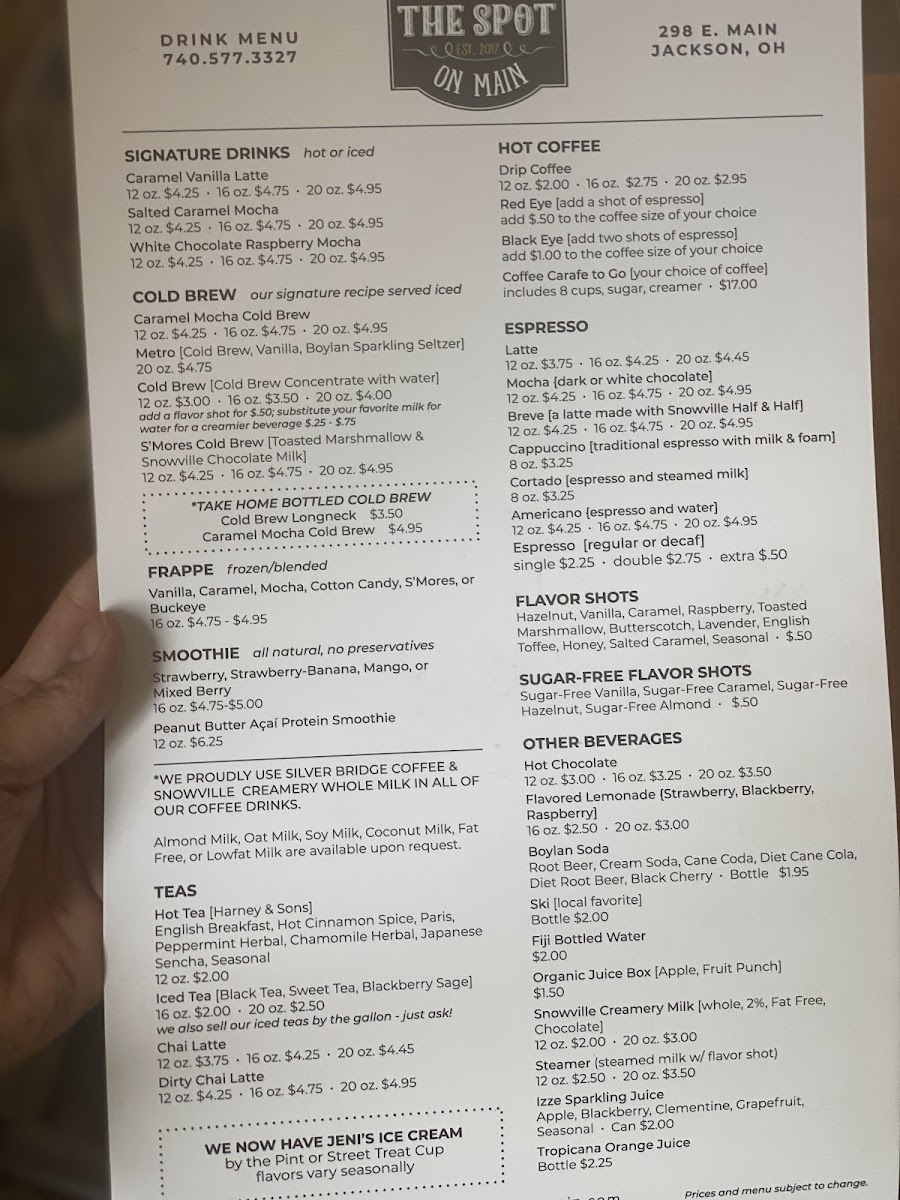 Menu The Spot On Main Café And Coffee Roasters-4
