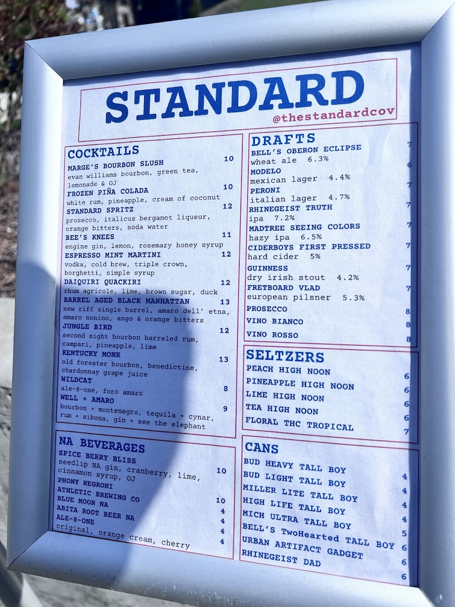 Menu The Standard Covington-10