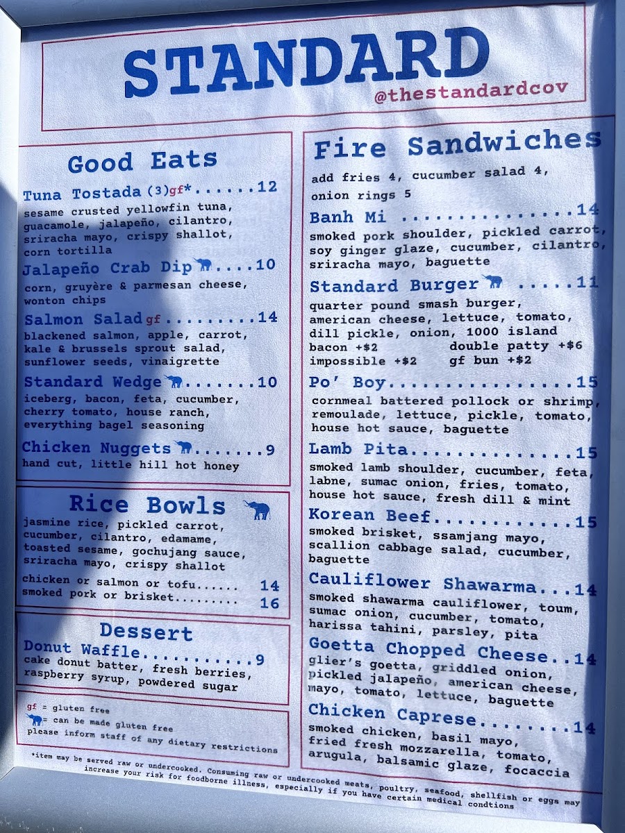 Menu The Standard Covington-3