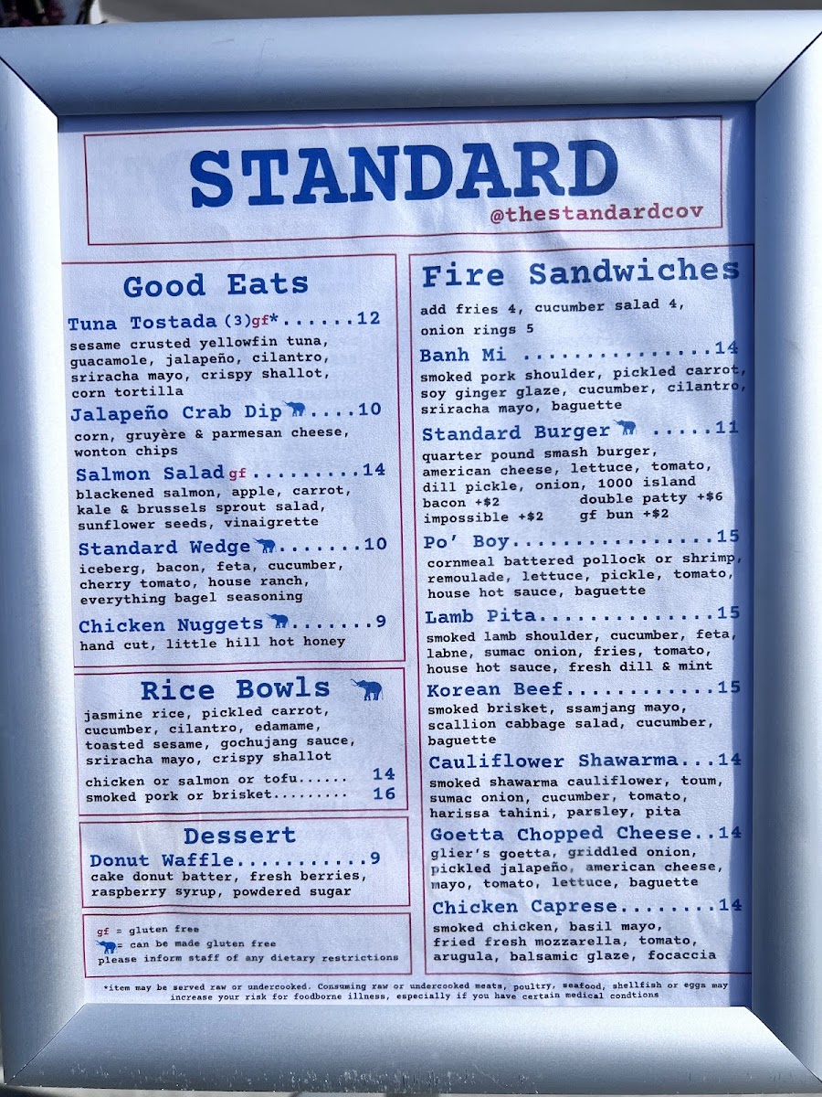 Menu The Standard Covington-5