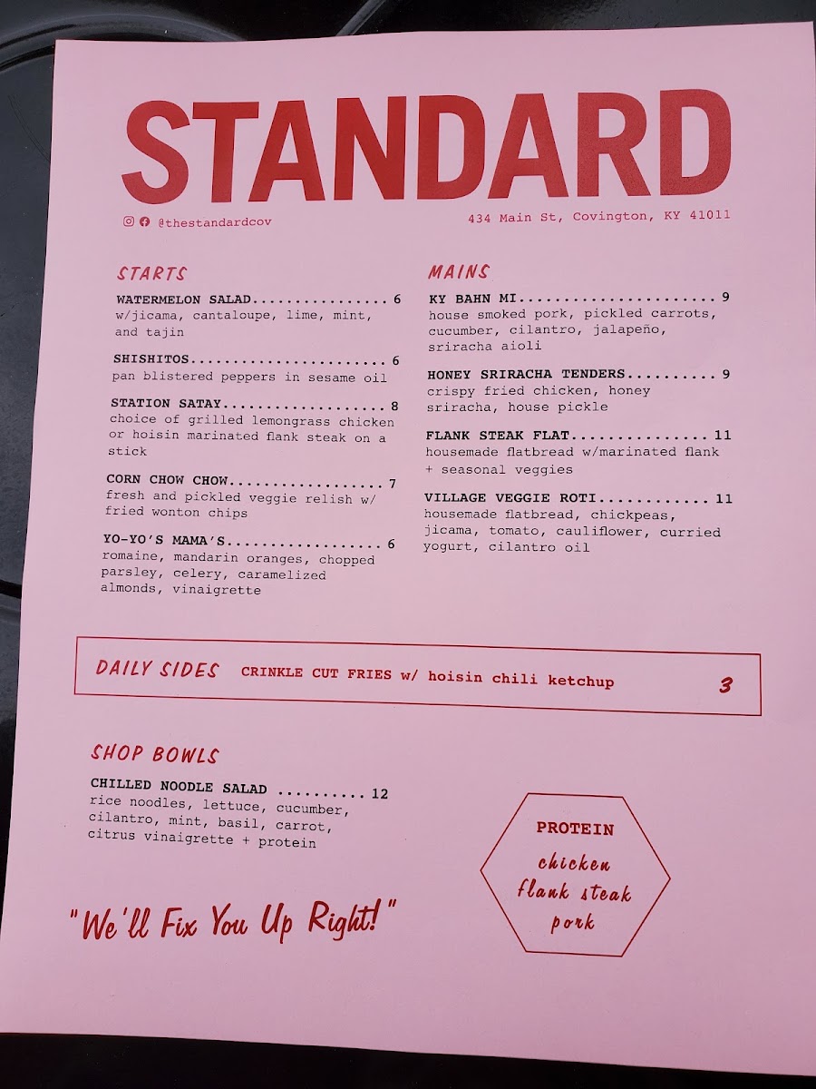 Menu The Standard Covington-7