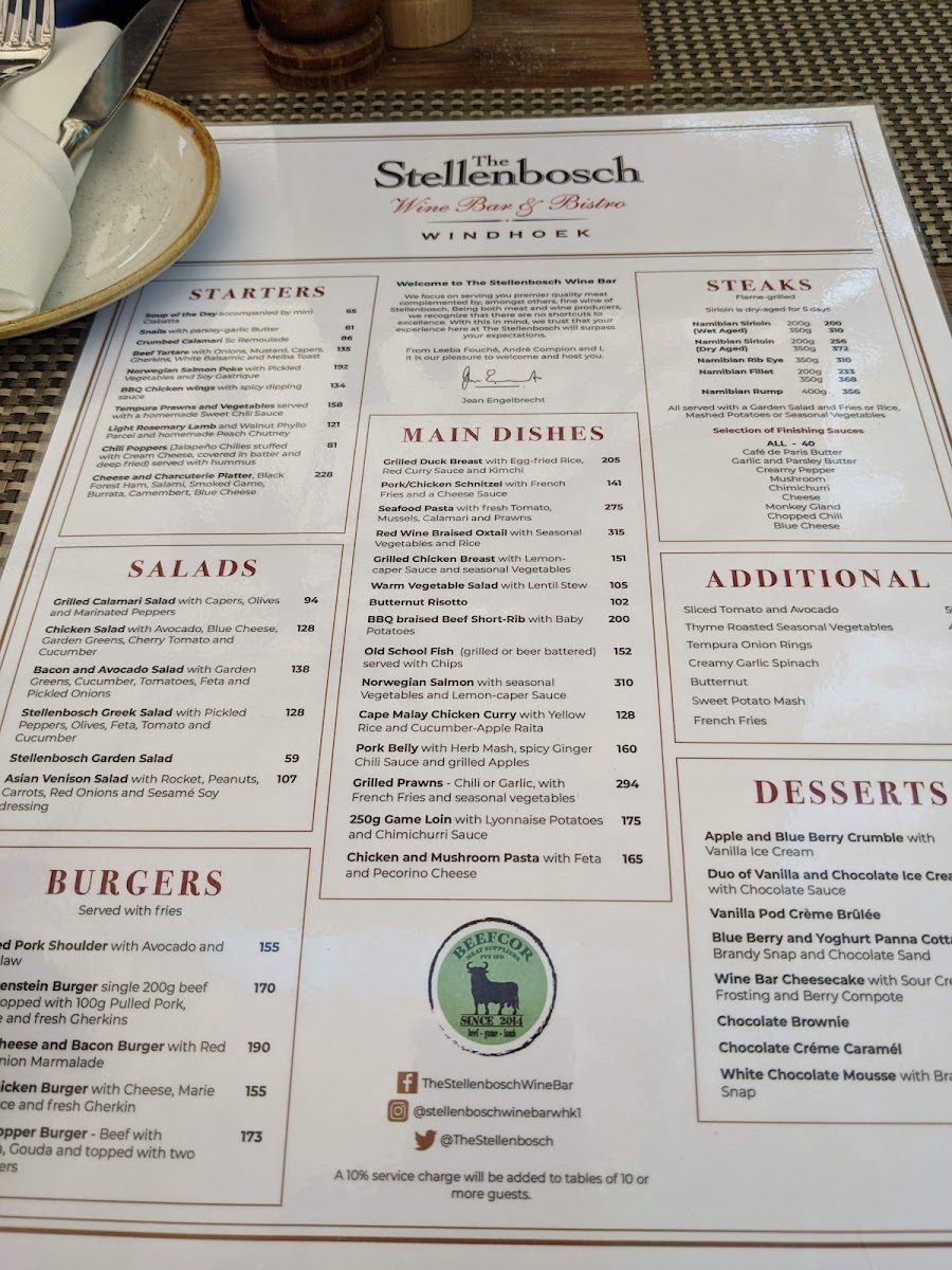 Menu The Stellenbosch Wine Bar And Bistro-10