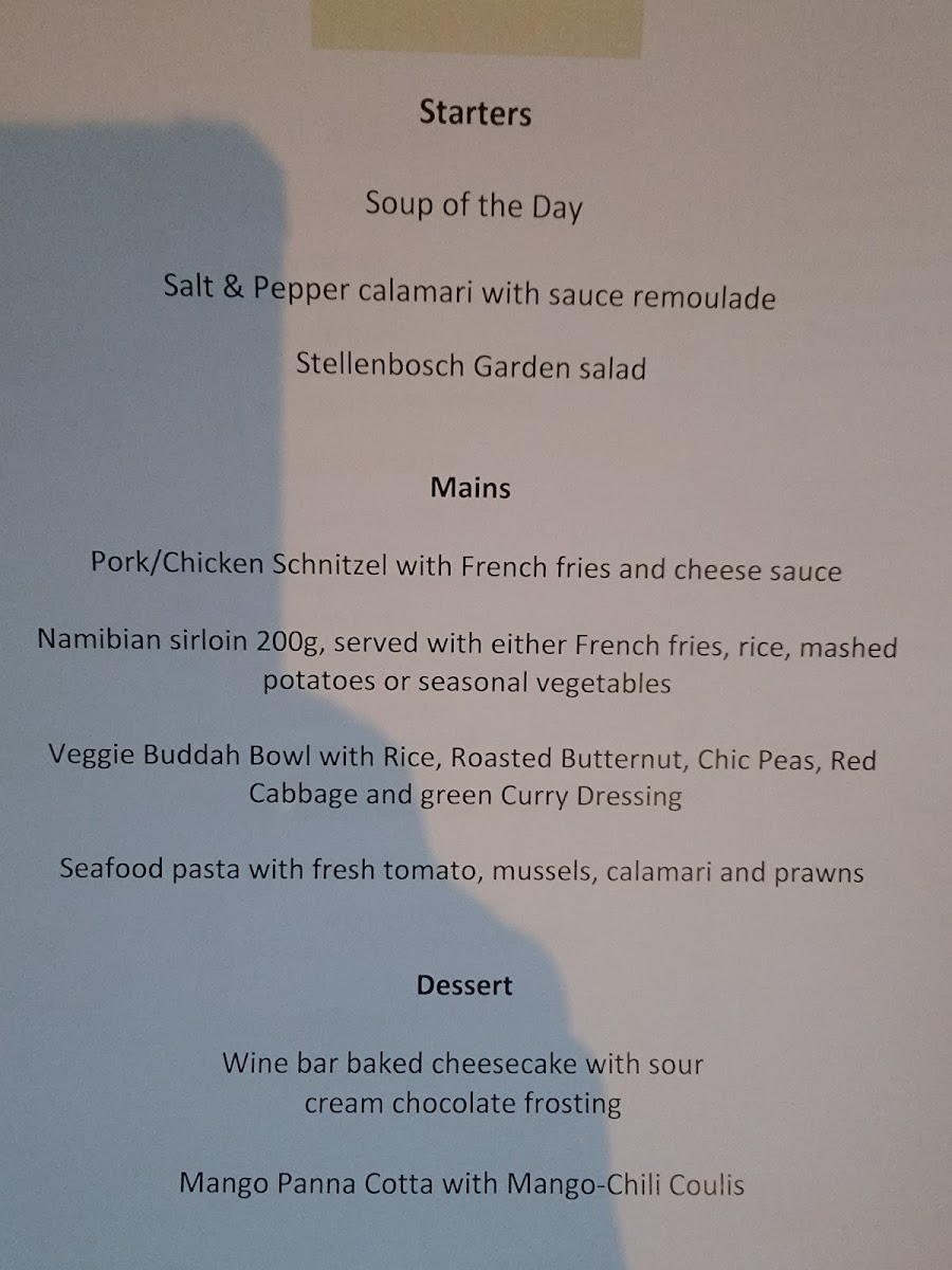 Menu The Stellenbosch Wine Bar And Bistro-3