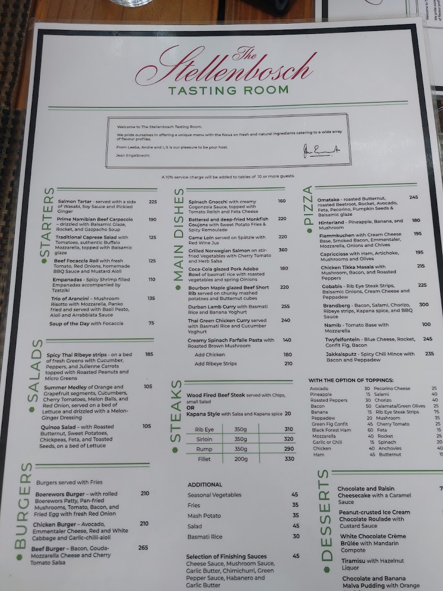 Menu The Stellenbosch Wine Bar And Bistro-4