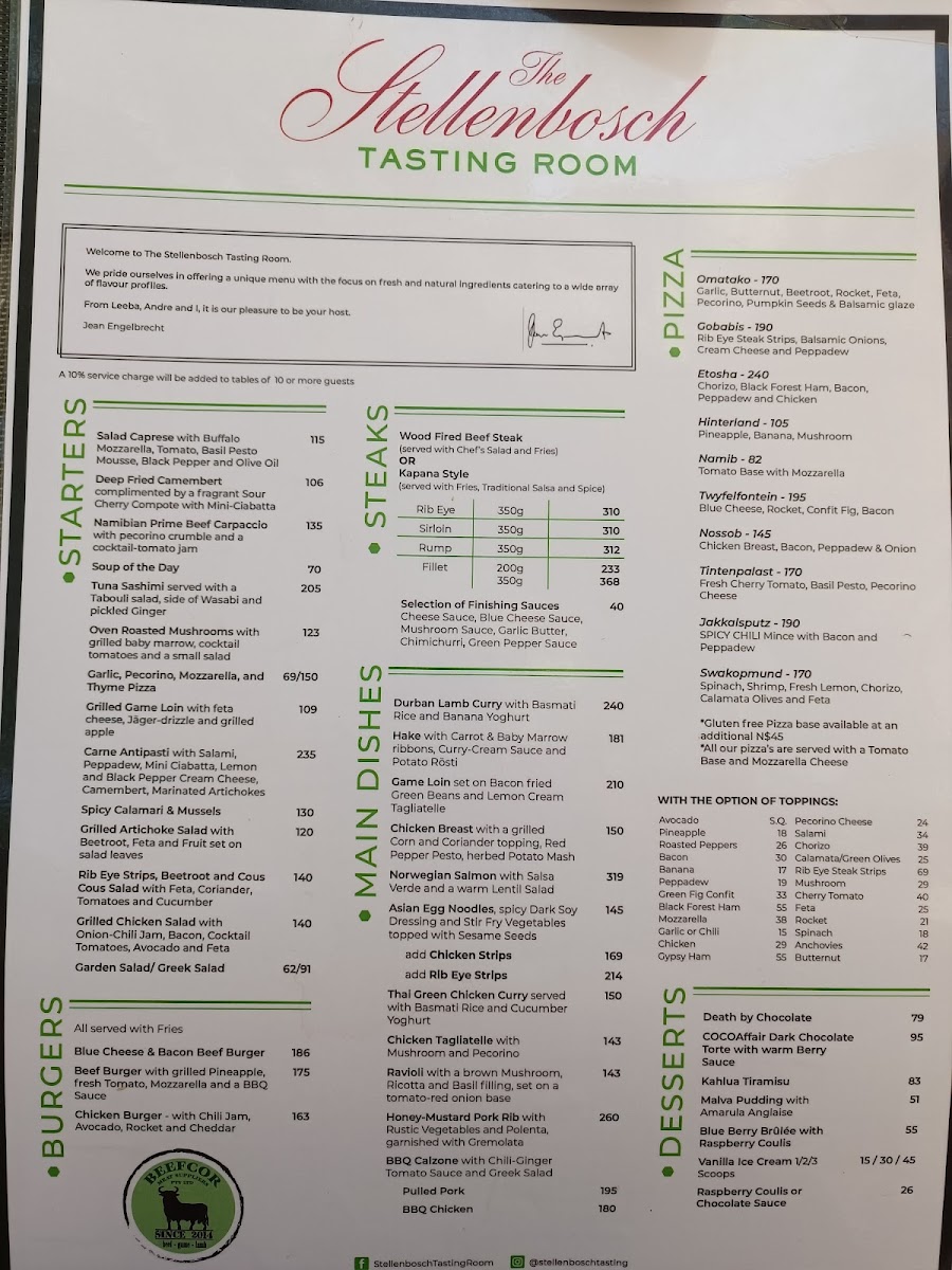 Menu The Stellenbosch Wine Bar And Bistro-6