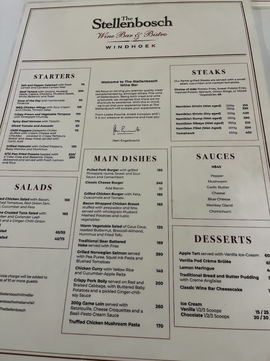 Menu The Stellenbosch Wine Bar And Bistro-7