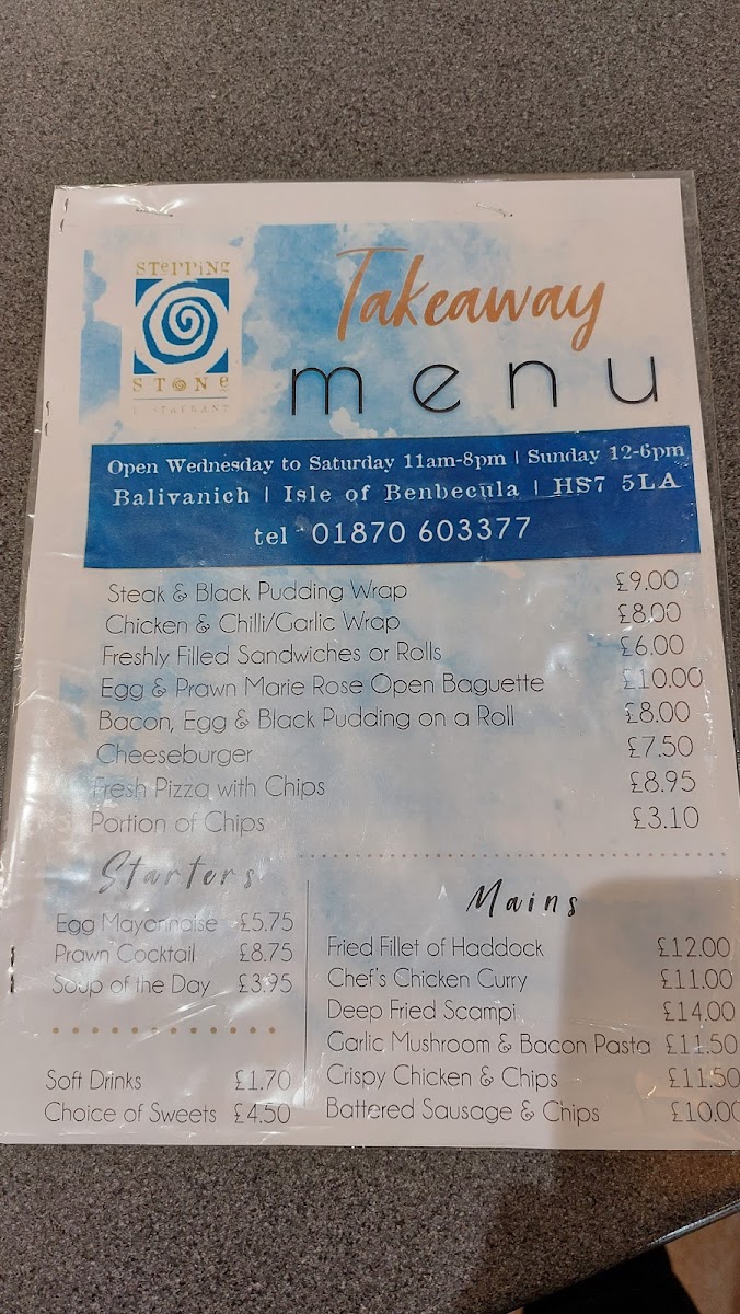 Menu The Stepping Stone Restaurant-1