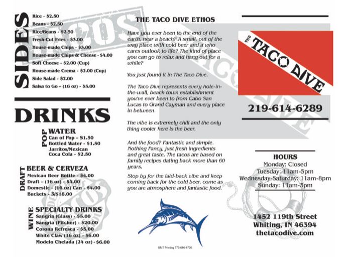 Menu The Taco Dive-1
