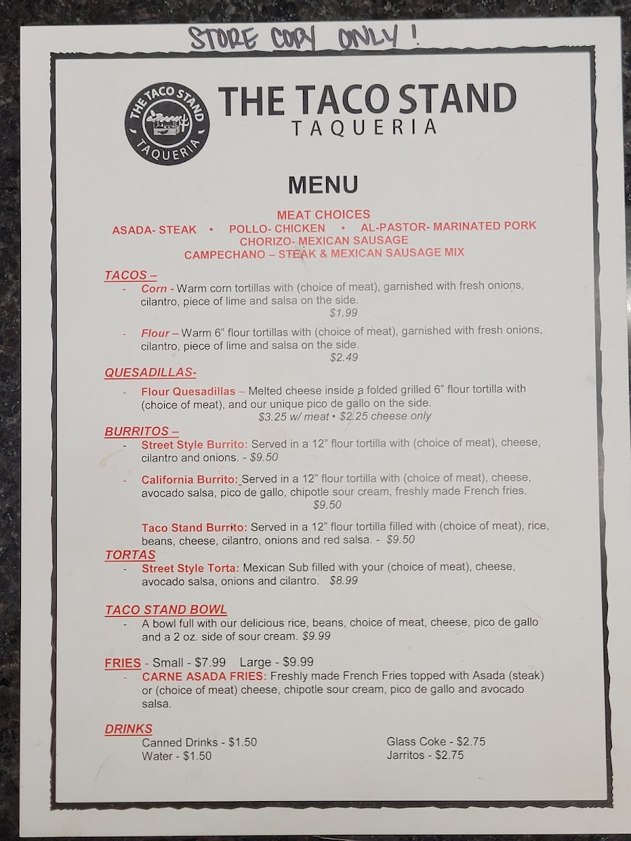 Menu The Taco Stand Taqueria Flat Rock-2