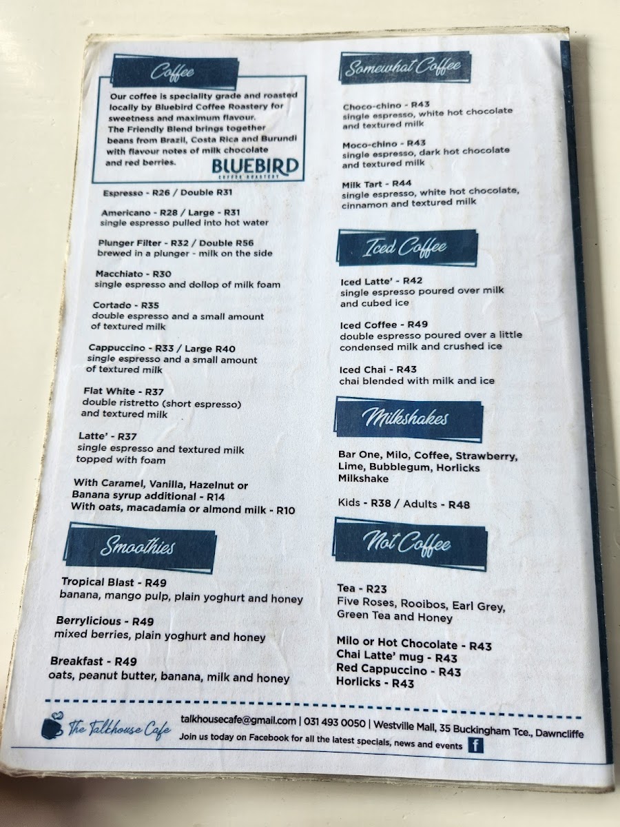 Menu The Talkhouse Café-1