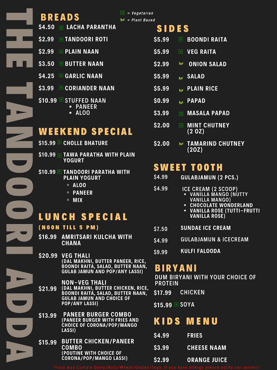 Menu The Tandoori Adda-1