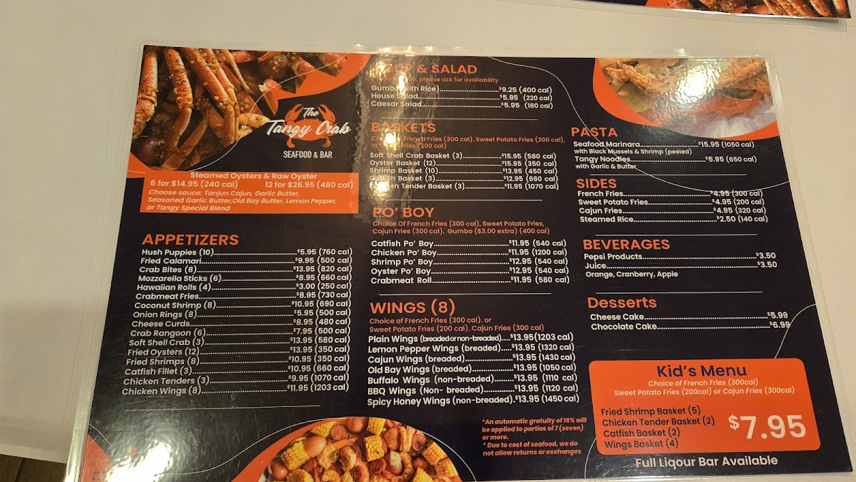 Menu The Tangy Crab - Cajun Seafood & Bar-1