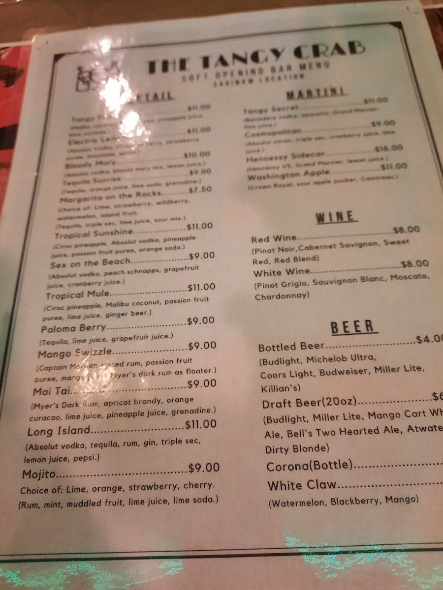 Menu The Tangy Crab - Cajun Seafood & Bar-9