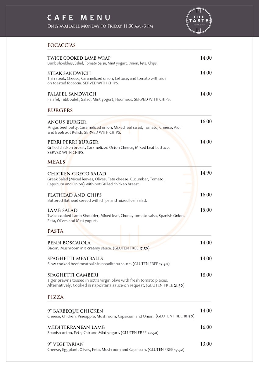 Menu The Taste Italian Grill-8
