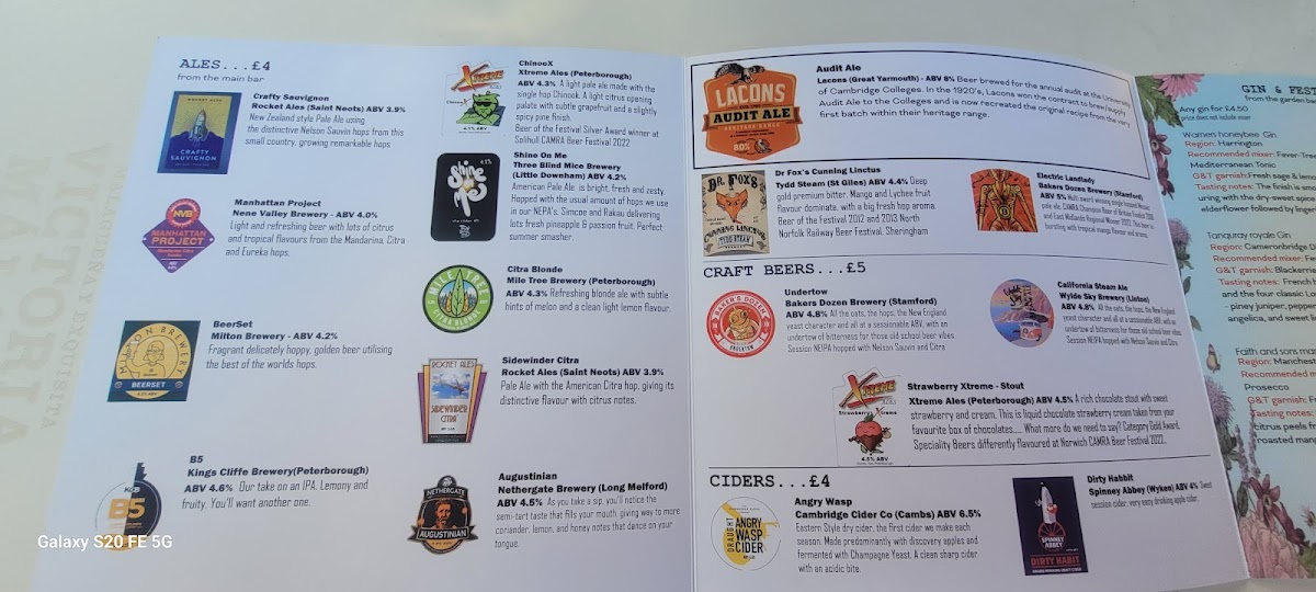Menu The Three Tuns, Cambridge-2