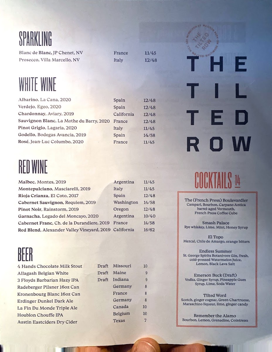 Menu The Tilted Row-2