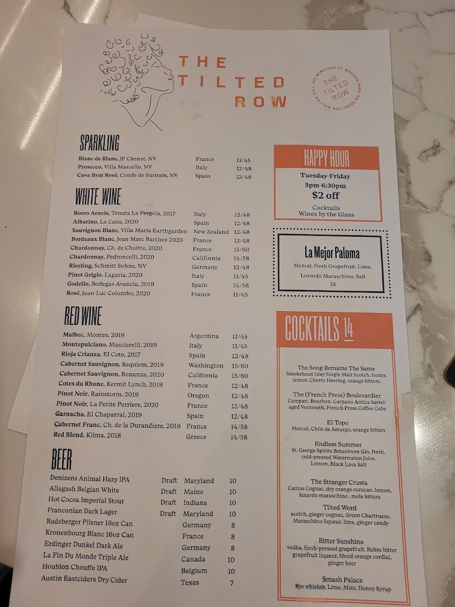 Menu The Tilted Row-6