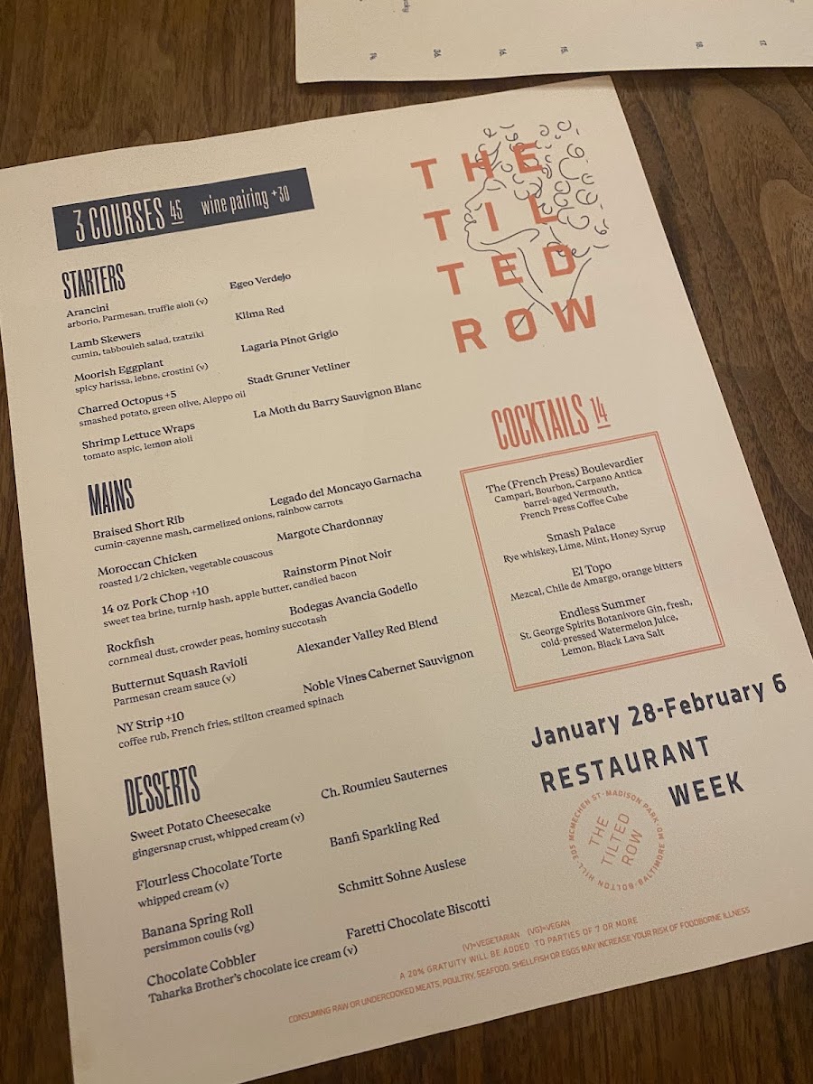 Menu The Tilted Row-7