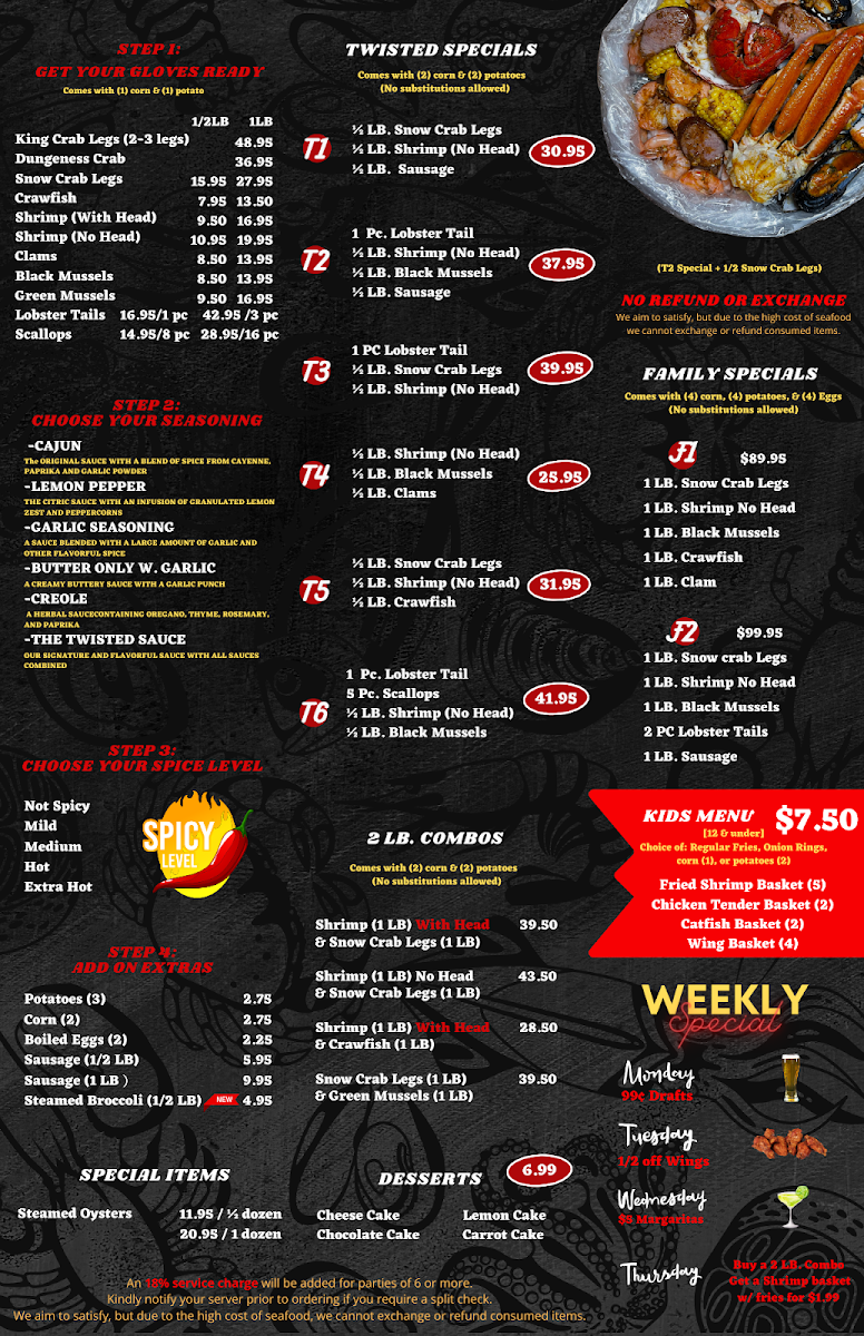 Menu The Twisted Crab - Lynnhaven Mall-1