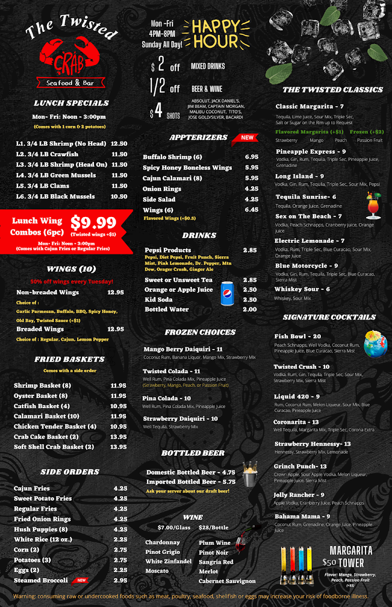 Menu The Twisted Crab - Lynnhaven Mall-2