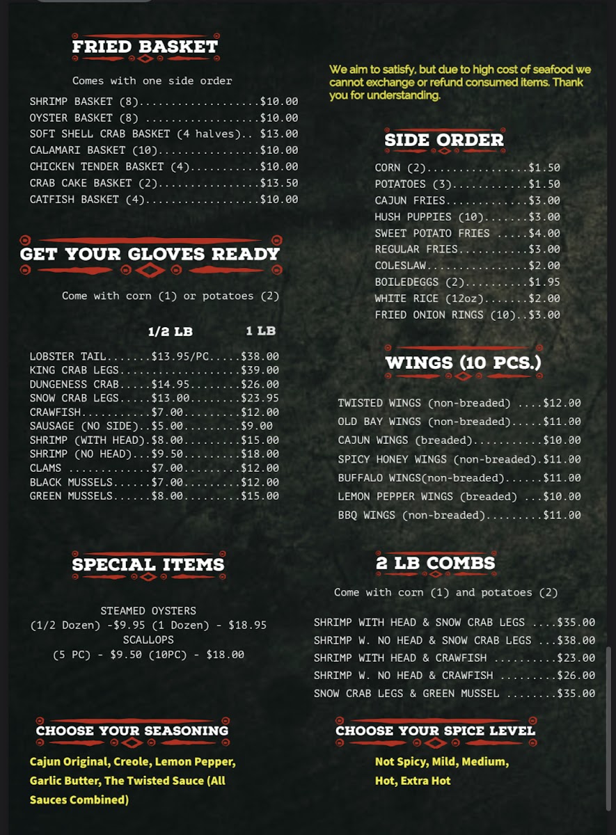 Menu The Twisted Crab - Lynnhaven Mall-4